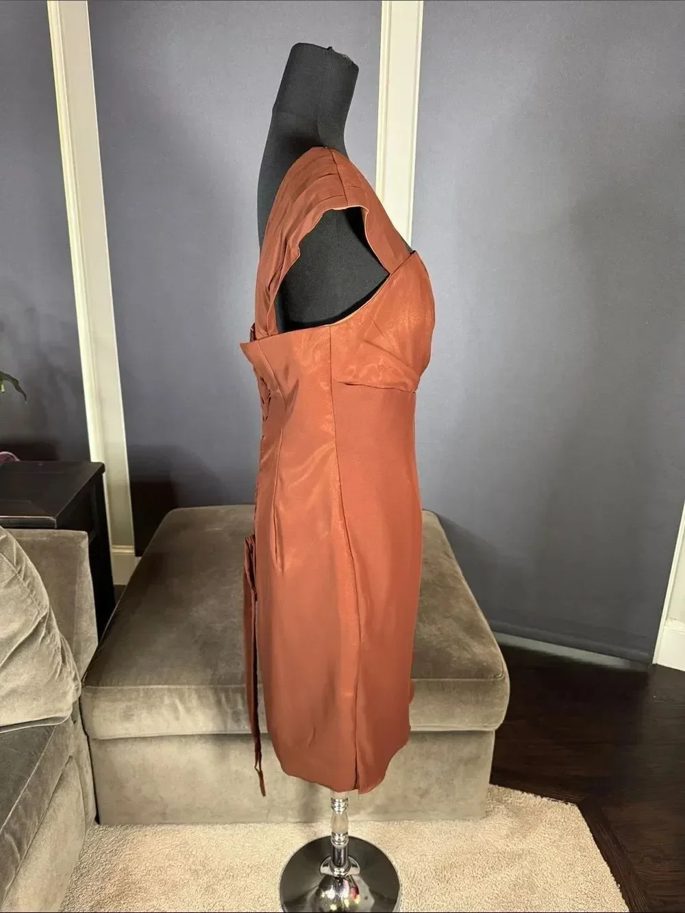 Women’s Brown Chiffon Formal Mother of the Bride Dress Draped Jacket Size 14 NWT